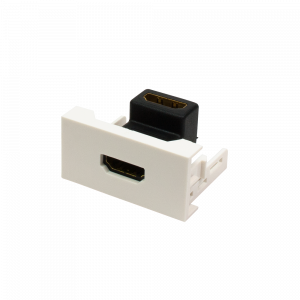 22.5x45 Mosaic insert with angled HDMI adapter, female-female, white